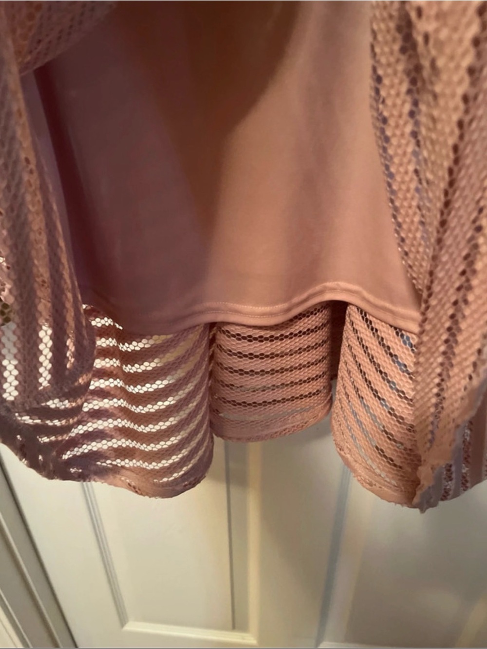 Pinky Dusty Rose Chevron Lace Fit-and-Flare Midi Dress - Picture 4 of 5